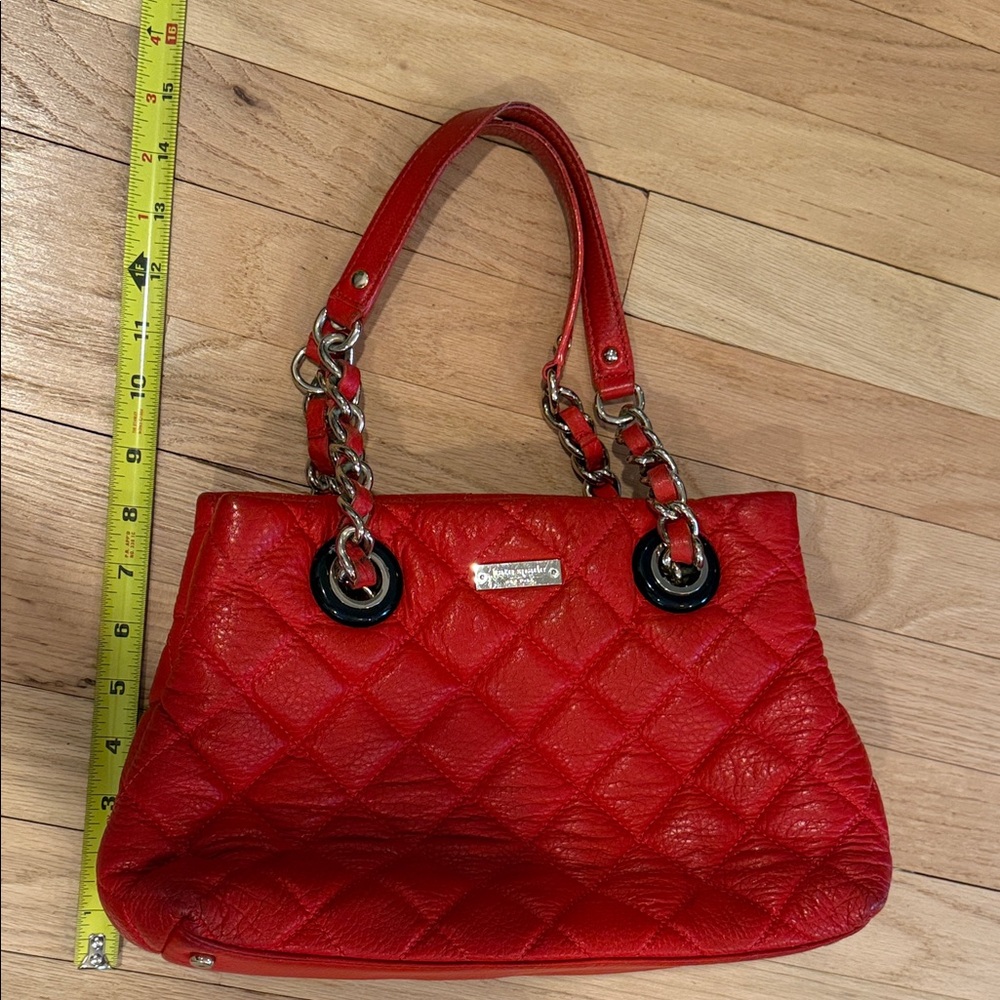 kate spade Red Quilted Shoulder Bag with Chain Accents